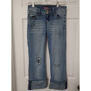 Vintage Y2K Distressed Bubblegum Denim Capri